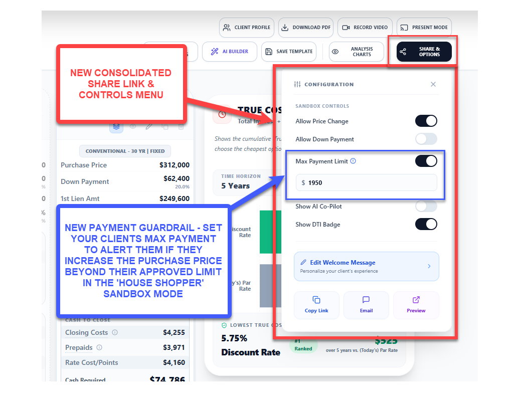 Share Menu & Maximum Payment Guardrail - Image 1
